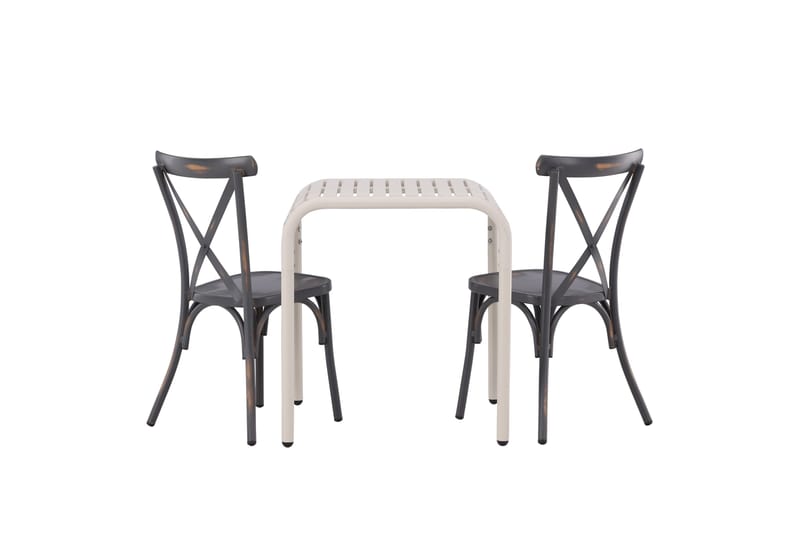 Borneo Caféset 70 cm + 2 st Tablas Matstolar - Mörkgrå/Beige - Utemöbler - Balkong - Balkongmöbler - Balkonggrupp & balkongset
