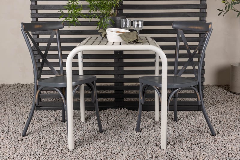 Borneo Caféset 70 cm + 2 st Tablas Matstolar - Mörkgrå/Beige - Utemöbler - Balkong - Balkongmöbler - Balkonggrupp & balkongset