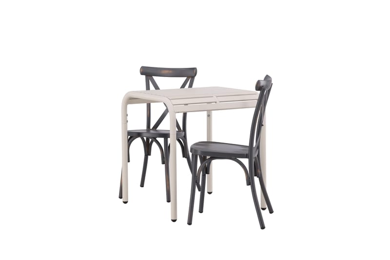 Borneo Caféset 70 cm + 2 st Tablas Matstolar - Mörkgrå/Beige - Utemöbler - Balkong - Balkongmöbler - Balkonggrupp & balkongset
