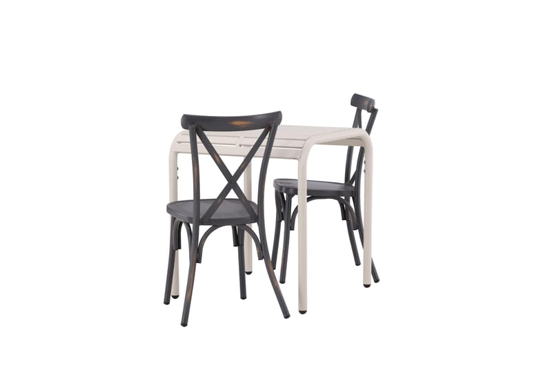 Borneo Caféset 70 cm + 2 st Tablas Matstolar - Mörkgrå/Beige - Utemöbler - Balkong - Balkongmöbler - Balkonggrupp & balkongset
