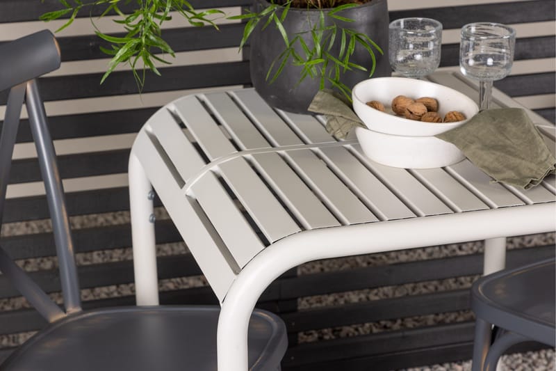 Borneo Caféset 70 cm + 2 st Tablas Matstolar - Mörkgrå/Beige - Utemöbler - Balkong - Balkongmöbler - Balkonggrupp & balkongset