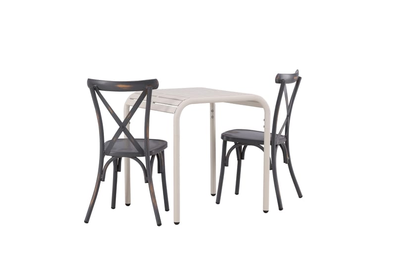 Borneo Caféset 70 cm + 2 st Tablas Matstolar - Mörkgrå/Beige - Utemöbler - Balkong - Balkongmöbler - Balkonggrupp & balkongset