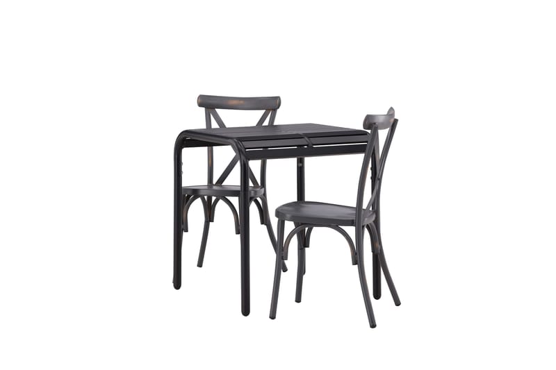 Borneo Caféset 70 cm + 2 st Tablas Matstolar Mörkgrå/Svart - Mörkgrå/Svart - Utemöbler - Balkong - Balkongmöbler - Balkonggrupp & balkongset