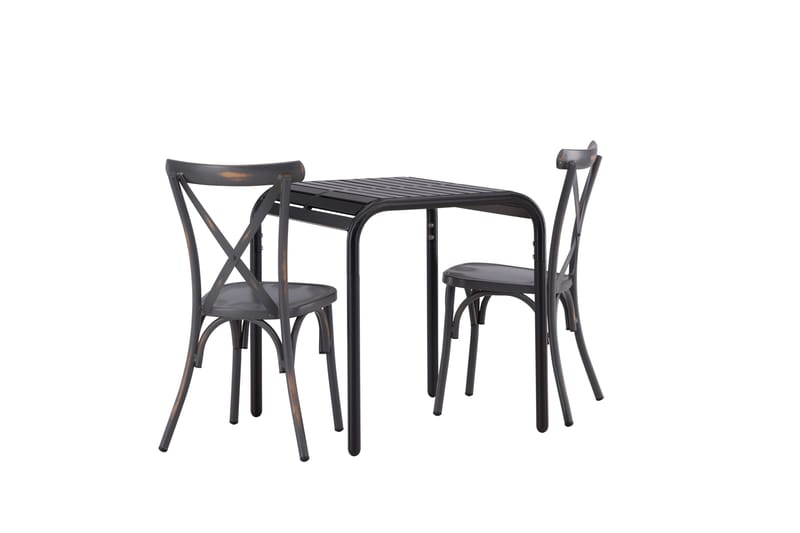 Borneo Caféset 70 cm + 2 st Tablas Matstolar Mörkgrå/Svart - Mörkgrå/Svart - Utemöbler - Balkong - Balkongmöbler - Balkonggrupp & balkongset
