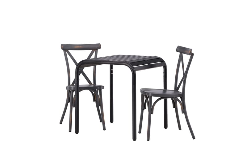Borneo Caféset 70 cm + 2 st Tablas Matstolar Mörkgrå/Svart - Mörkgrå/Svart - Utemöbler - Balkong - Balkongmöbler - Balkonggrupp & balkongset