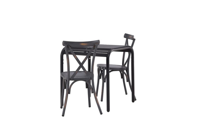 Borneo Caféset 70 cm + 2 st Tablas Matstolar Mörkgrå/Svart - Mörkgrå/Svart - Utemöbler - Balkong - Balkongmöbler - Balkonggrupp & balkongset