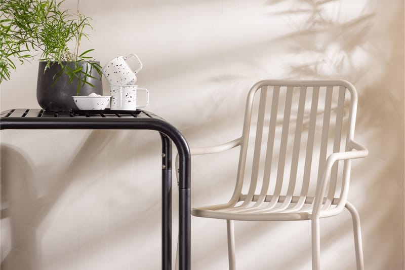 Borneo Caféset 70 cm + 2 st Peking Karmstolar - Beige/Svart - Utemöbler - Balkong - Balkongmöbler - Balkonggrupp & balkongset