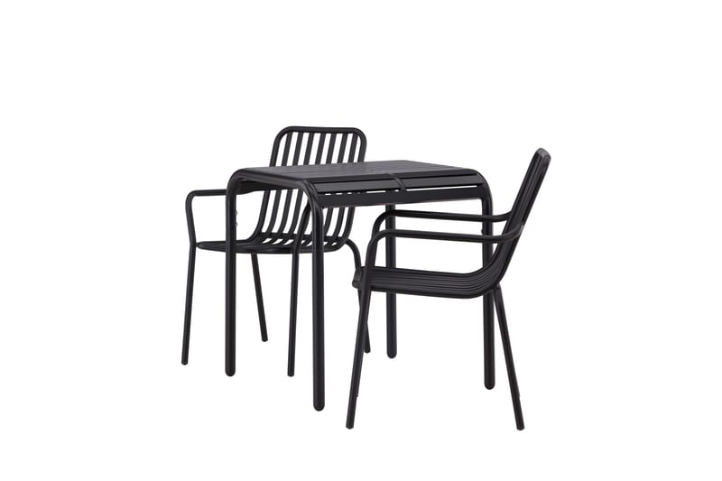 Borneo Caféset 70 cm + 2 st Peking Karmstolar Svart - Svart - Utemöbler - Balkong - Balkongmöbler - Balkonggrupp & balkongset