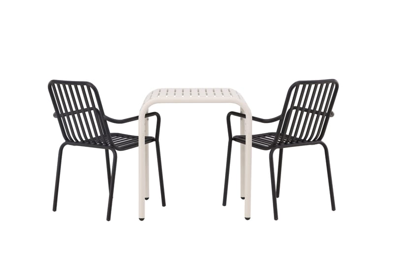 Borneo Caféset 70 cm + 2 st Peking Karmstolar - Svart/Beige - Utemöbler - Balkong - Balkongmöbler - Balkonggrupp & balkongset