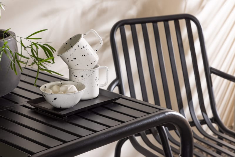 Borneo Caféset 70 cm + 2 st Peking Karmstolar Svart - Svart - Utemöbler - Balkong - Balkongmöbler - Balkonggrupp & balkongset