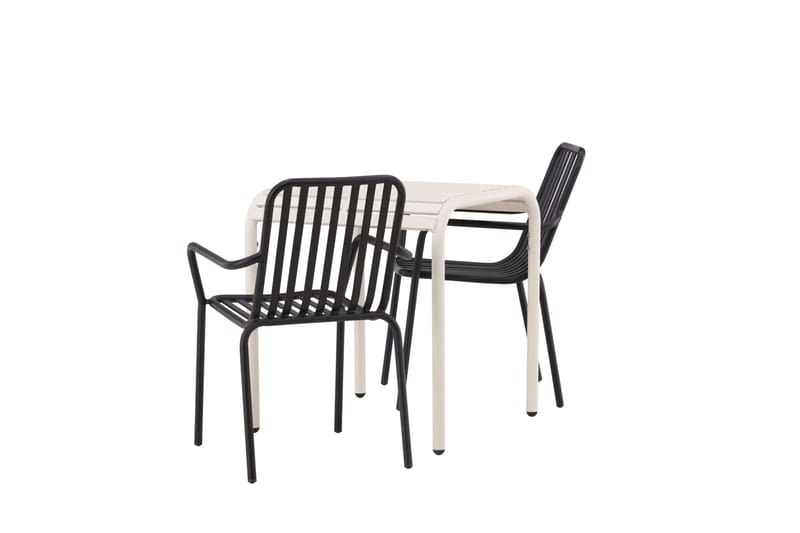 Borneo Caféset 70 cm + 2 st Peking Karmstolar - Svart/Beige - Utemöbler - Balkong - Balkongmöbler - Balkonggrupp & balkongset