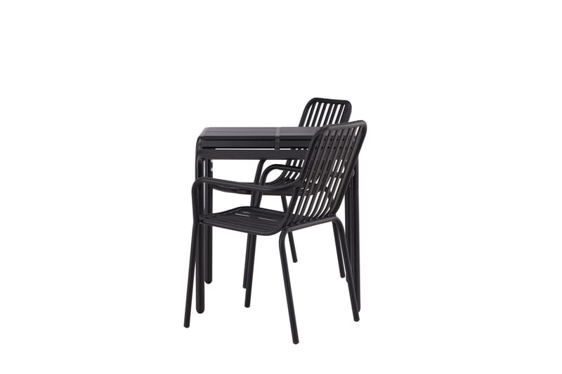 Borneo Caféset 70 cm + 2 st Peking Karmstolar Svart - Svart - Utemöbler - Balkong - Balkongmöbler - Balkonggrupp & balkongset
