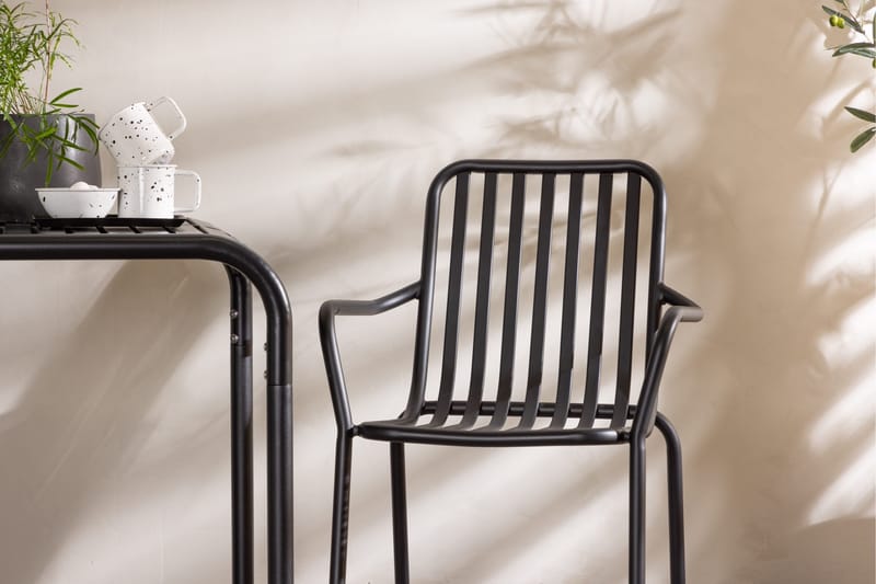 Borneo Caféset 70 cm + 2 st Peking Karmstolar Svart - Svart - Utemöbler - Balkong - Balkongmöbler - Balkonggrupp & balkongset