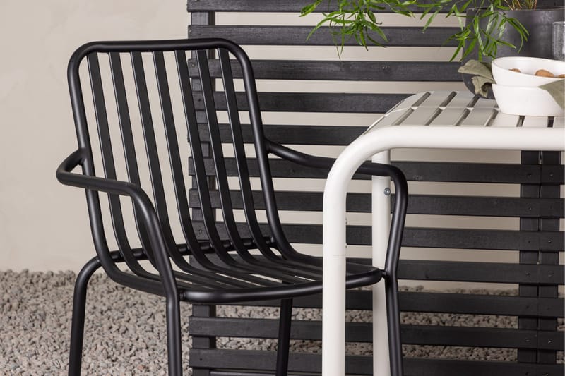 Borneo Caféset 70 cm + 2 st Peking Karmstolar - Svart/Beige - Utemöbler - Balkong - Balkongmöbler - Balkonggrupp & balkongset