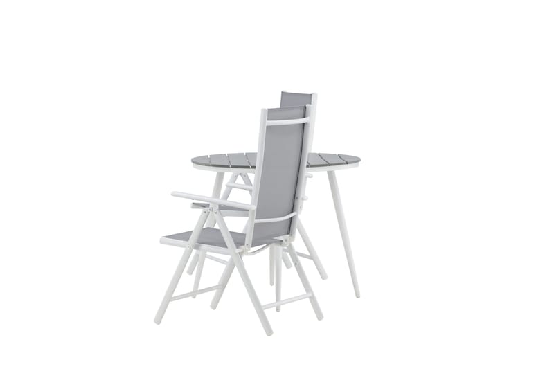 Break Cafégrupp Rund 90 cm + 2 Break Positionsstol - Vit/Grå - Utemöbler - Balkong - Balkongmöbler - Balkonggrupp & balkongset