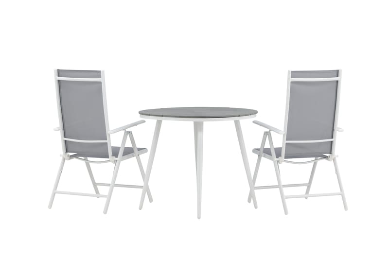 Break Cafégrupp Rund 90 cm + 2 Break Positionsstol - Vit/Grå - Utemöbler - Balkong - Balkongmöbler - Balkonggrupp & balkongset