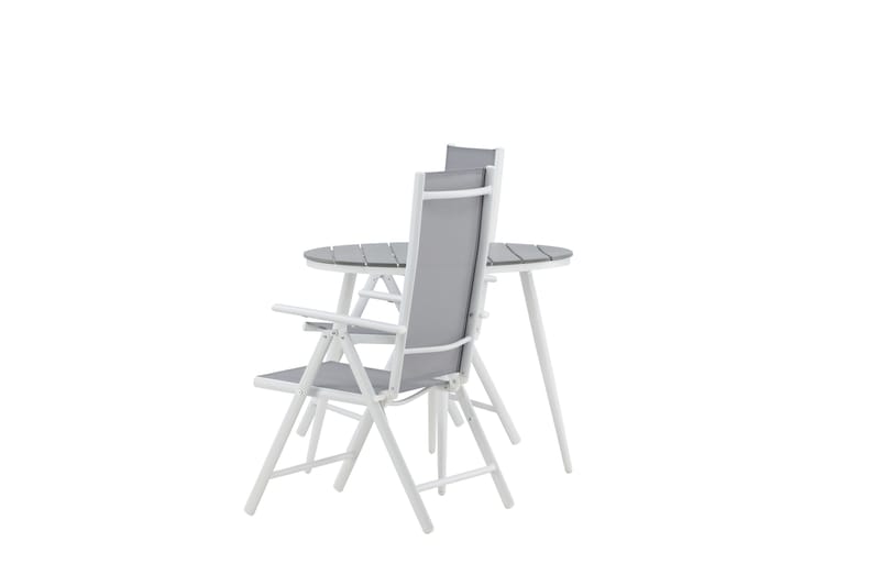 Break Cafégrupp Rund 90 cm + 2 Break Positionsstol - Vit/Grå - Utemöbler - Balkong - Balkongmöbler - Balkonggrupp & balkongset