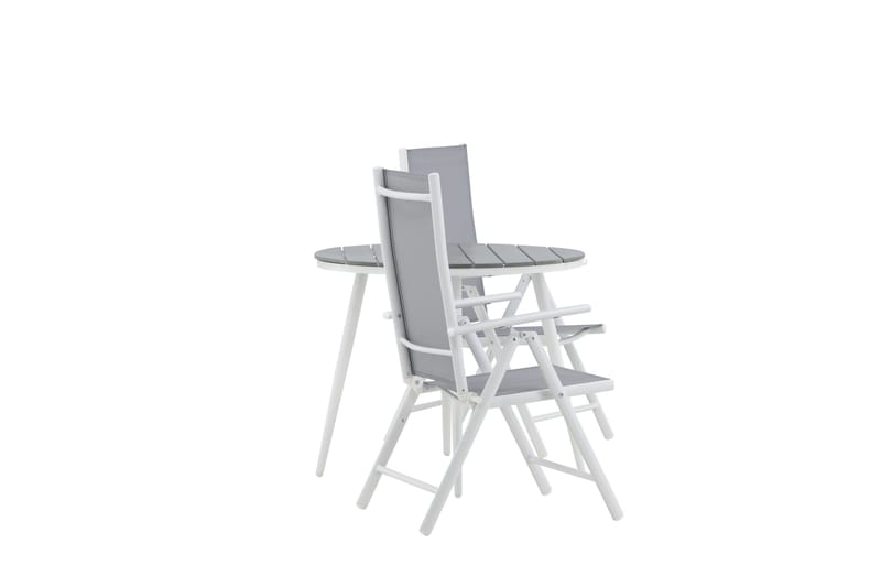 Break Cafégrupp Rund 90 cm + 2 Break Positionsstol - Vit/Grå - Utemöbler - Balkong - Balkongmöbler - Balkonggrupp & balkongset