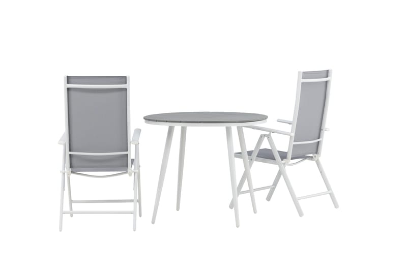 Break Cafégrupp Rund 90 cm + 2 Break Positionsstol - Vit/Grå - Utemöbler - Balkong - Balkongmöbler - Balkonggrupp & balkongset