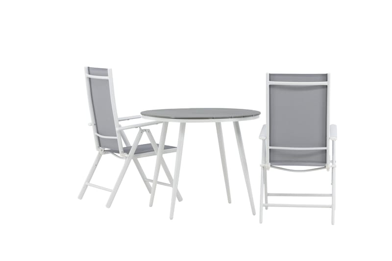Break Cafégrupp Rund 90 cm + 2 Break Positionsstol - Vit/Grå - Utemöbler - Balkong - Balkongmöbler - Balkonggrupp & balkongset