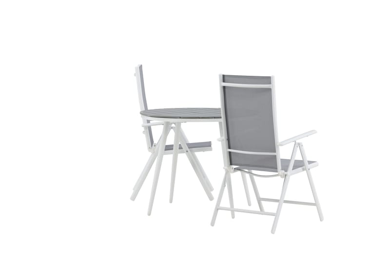 Break Cafégrupp Rund 90 cm + 2 Break Positionsstol - Vit/Grå - Utemöbler - Balkong - Balkongmöbler - Balkonggrupp & balkongset