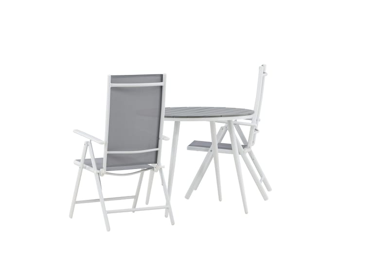 Break Cafégrupp Rund 90 cm + 2 Break Positionsstol - Vit/Grå - Utemöbler - Balkong - Balkongmöbler - Balkonggrupp & balkongset