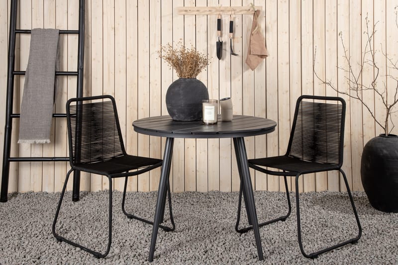 Break Cafégrupp Rund 90 cm + 2 Lindos Stapelbar Stol - Venture Home - Balkonggrupp & balkongset - Cafeset