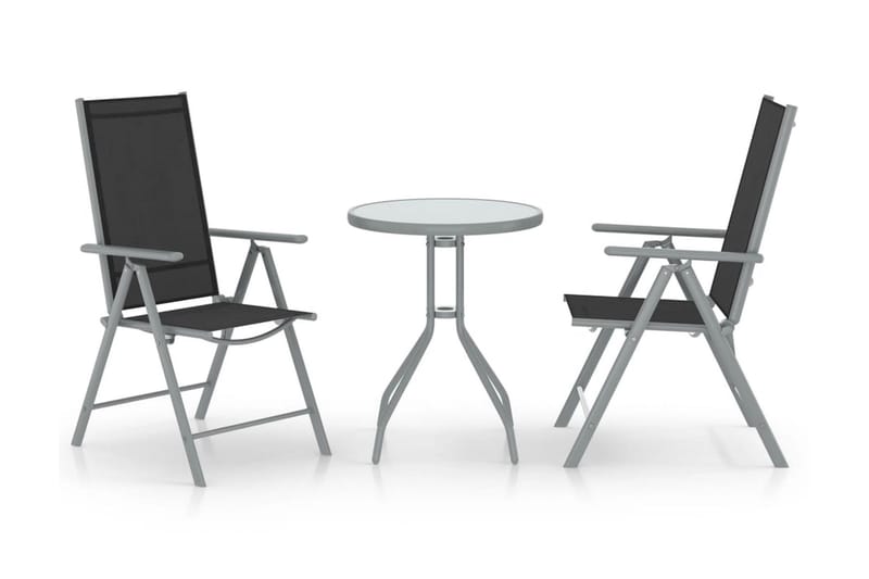 Caféset 3 delar aluminium och textilen silver - Silver - Utemöbler - Utegrupp - Cafeset