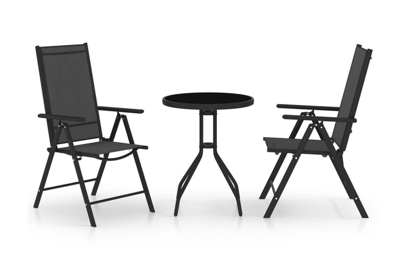 Caféset 3 delar aluminium och textilen svart - Svart - Utemöbler - Utegrupp - Cafeset
