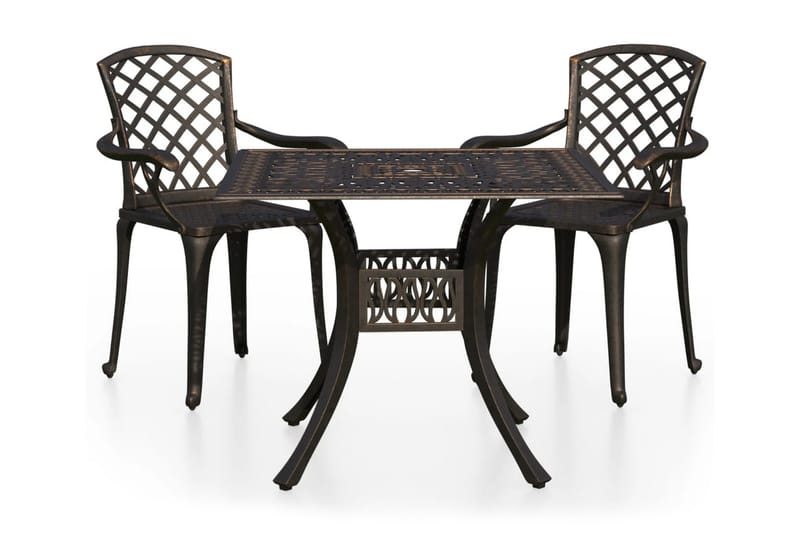 Caféset 3 delar gjuten aluminium brons - Brun - Utemöbler - Utegrupp - Cafeset