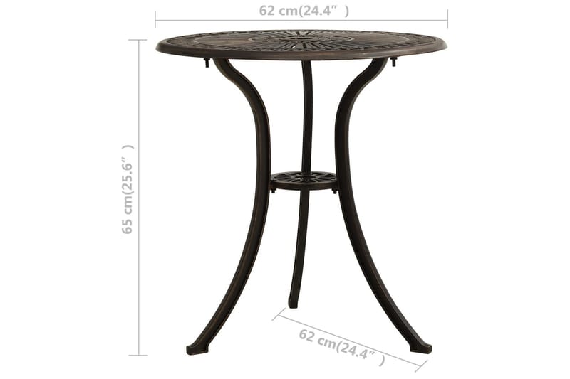 Caféset 3 delar gjuten aluminium brons - Brun - Utemöbler - Utegrupp - Cafeset