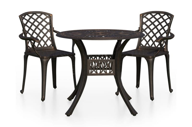 Caféset 3 delar gjuten aluminium brons - Brun - Utemöbler - Utegrupp - Cafeset