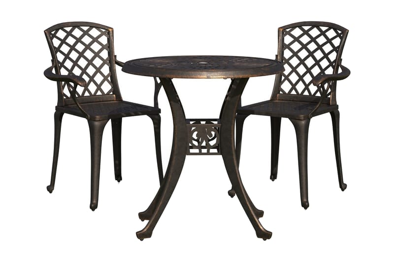 Caféset 3 delar gjuten aluminium brons - Brun - Utemöbler - Utegrupp - Cafeset