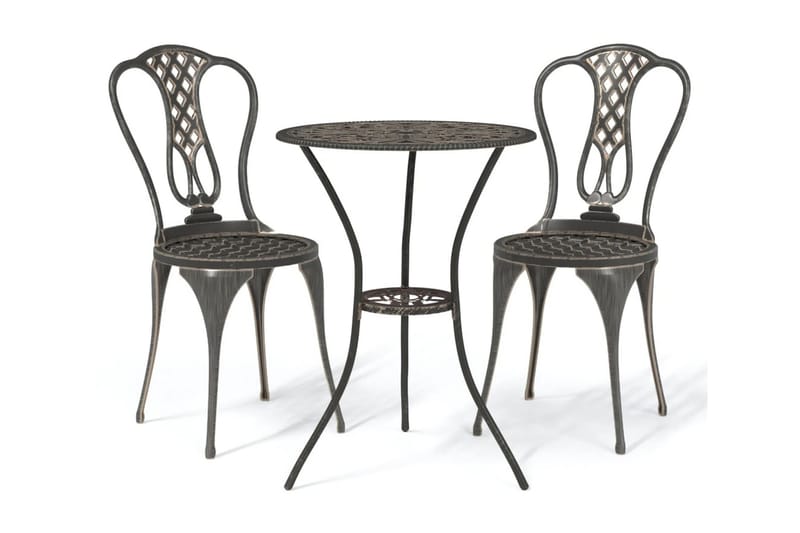Caféset 3 delar gjuten aluminium brons - Brun - Utemöbler - Utegrupp - Cafeset