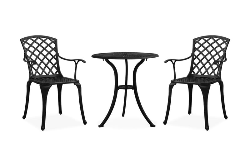 Caféset 3 delar gjuten aluminium svart - Svart - Utemöbler - Utegrupp - Cafeset