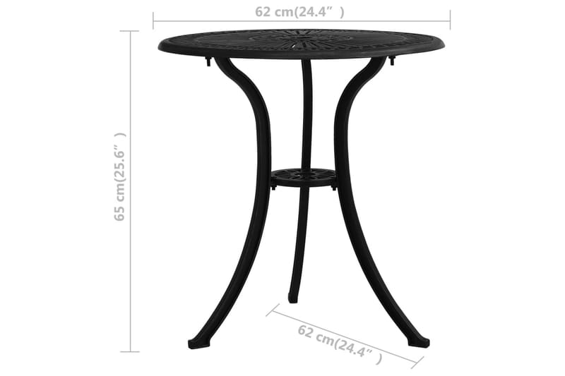 Caféset 3 delar gjuten aluminium svart - Svart - Utemöbler - Utegrupp - Cafeset