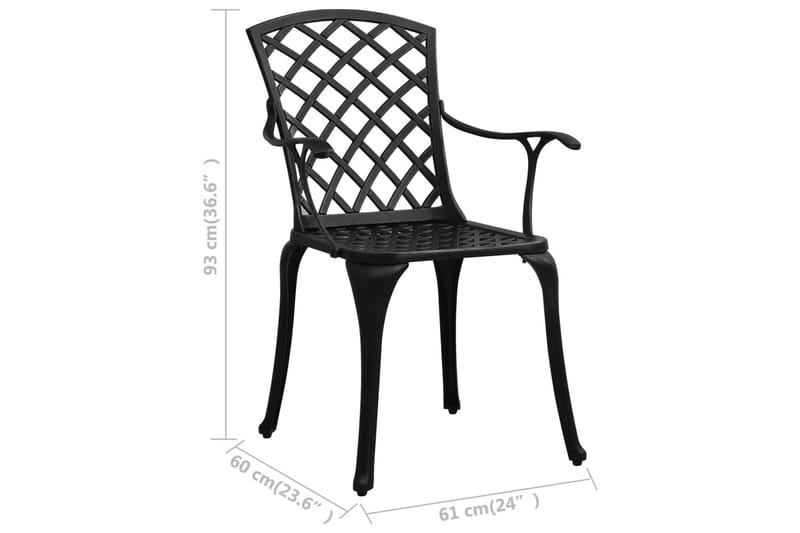 Caféset 3 delar gjuten aluminium svart - Svart - Utemöbler - Utegrupp - Cafeset