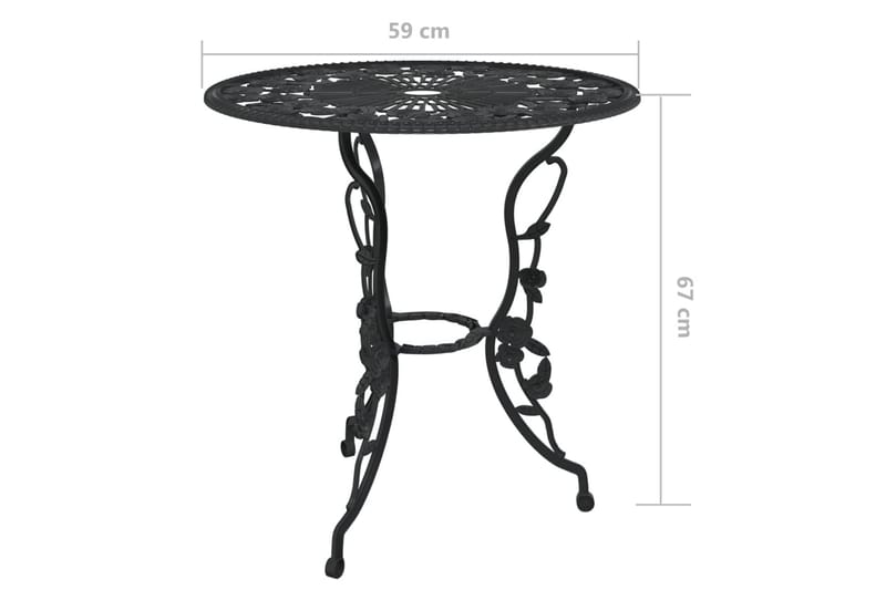 Caféset 3 delar gjuten aluminium svart - Svart - Utemöbler - Utegrupp - Cafeset