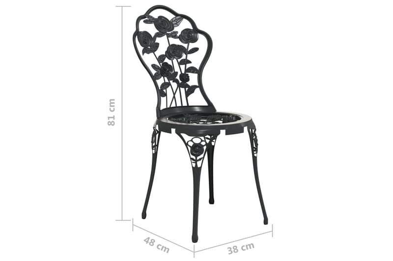 Caféset 3 delar gjuten aluminium svart - Svart - Utemöbler - Utegrupp - Cafeset