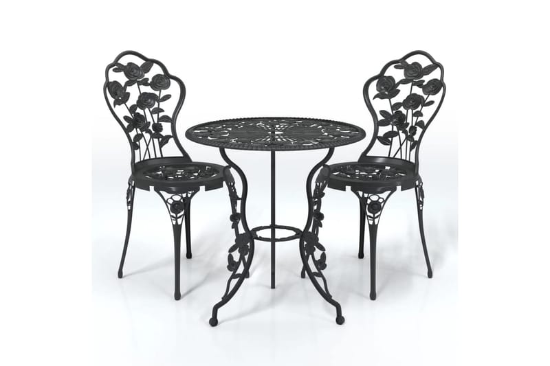 Caféset 3 delar gjuten aluminium svart - Svart - Utemöbler - Utegrupp - Cafeset