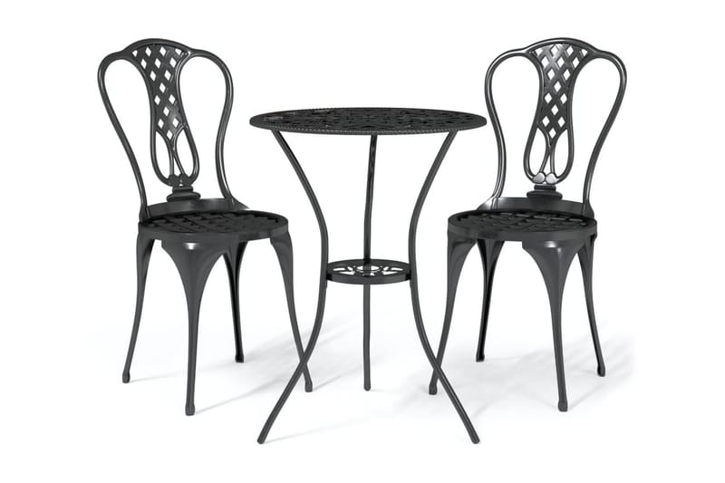 Caféset 3 delar gjuten aluminium svart - Svart - Utemöbler - Utegrupp - Cafeset
