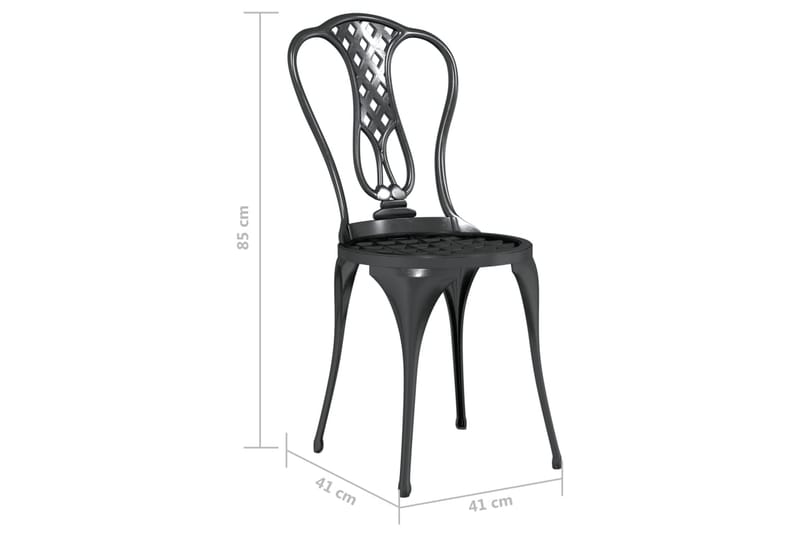 Caféset 3 delar gjuten aluminium svart - Svart - Utemöbler - Utegrupp - Cafeset