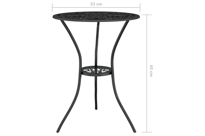 Caféset 3 delar gjuten aluminium svart - Svart - Utemöbler - Utegrupp - Cafeset