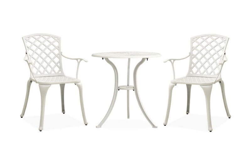 Caféset 3 delar gjuten aluminium vit - Vit - Utemöbler - Utegrupp - Cafeset
