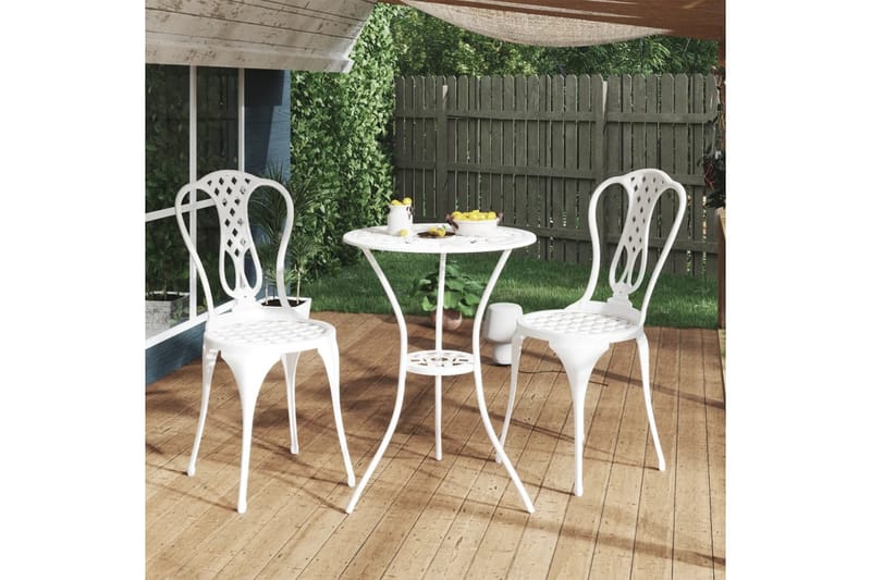 Caféset 3 delar gjuten aluminium vit - Vit - Utemöbler - Utegrupp - Cafeset