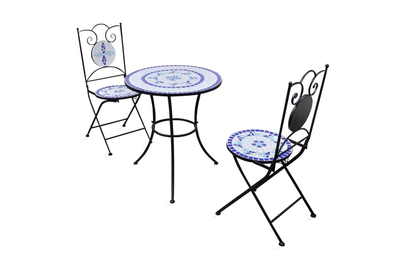 Caféset 3 delar keramik blå och vit - Blå - Balkonggrupp & balkongset - Cafeset
