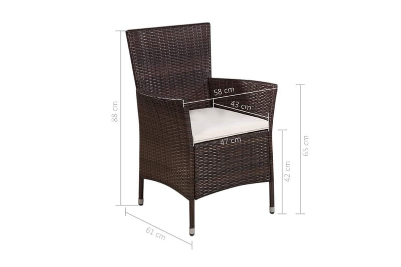 Caféset 3 delar konstrotting brun - Brun - Utemöbler - Utegrupp - Cafeset