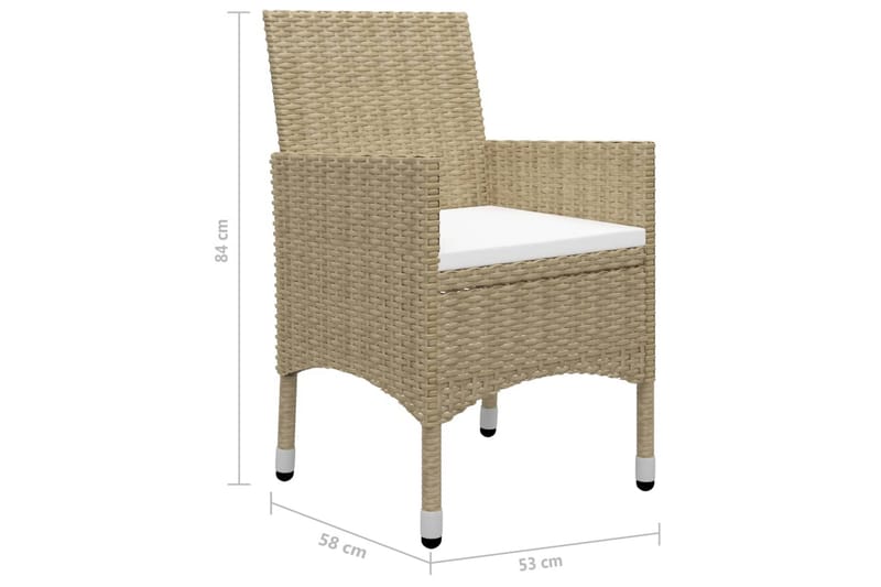 Caféset 3 delar konstrotting och härdat glas beige - Beige - Utemöbler - Utegrupp - Cafeset