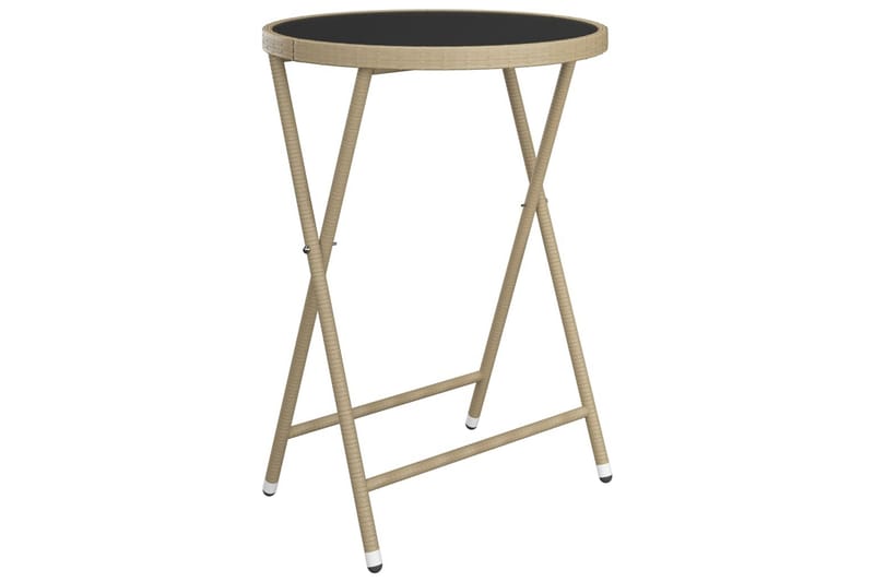 Caféset 3 delar konstrotting och härdat glas beige - Beige - Utemöbler - Utegrupp - Cafeset