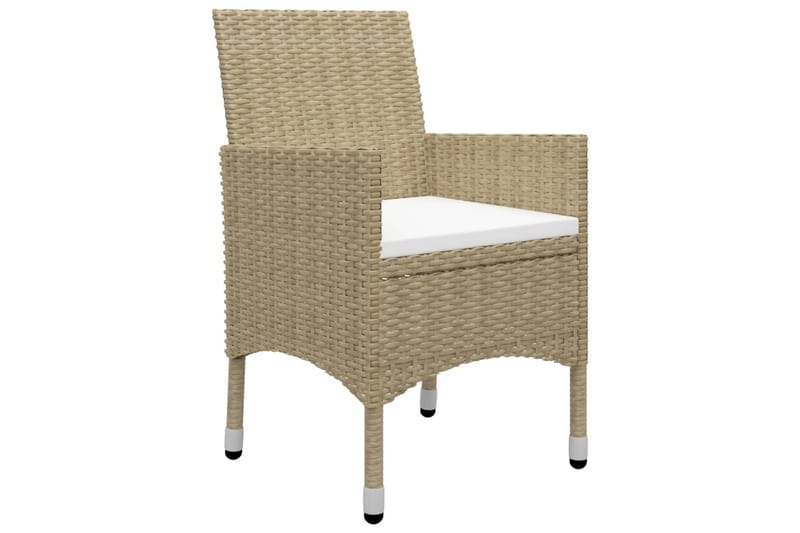 Caféset 3 delar konstrotting och härdat glas beige - Beige - Utemöbler - Utegrupp - Cafeset